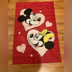Vintage Disney Mickey Mouse & Minnie Mouse Love Heart  Appliqué Flag